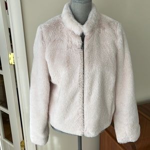 Banana Republic Women's White Faux Fur Zippered Coat